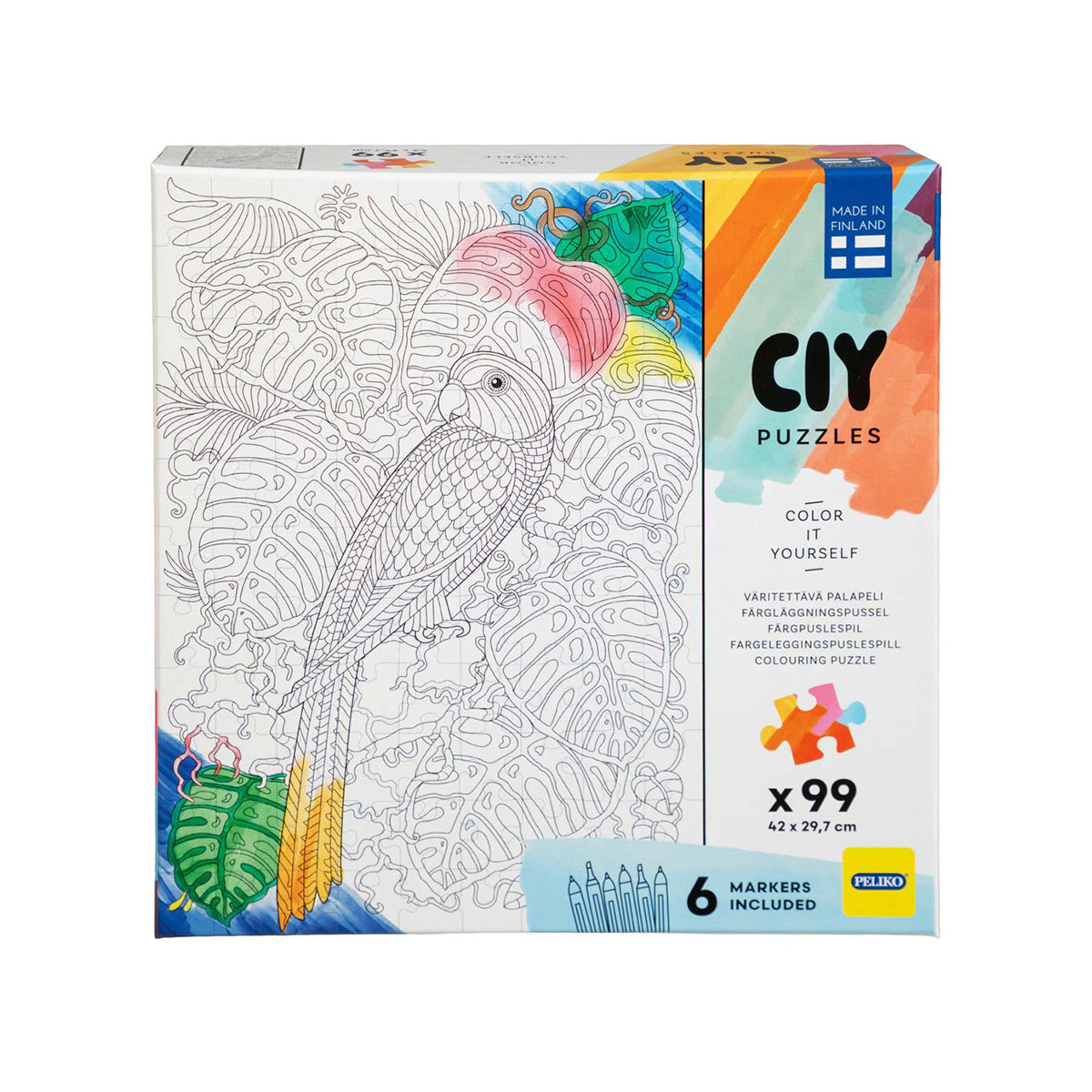 CIY-palapeli 99 palaa ja tussit Papukaija