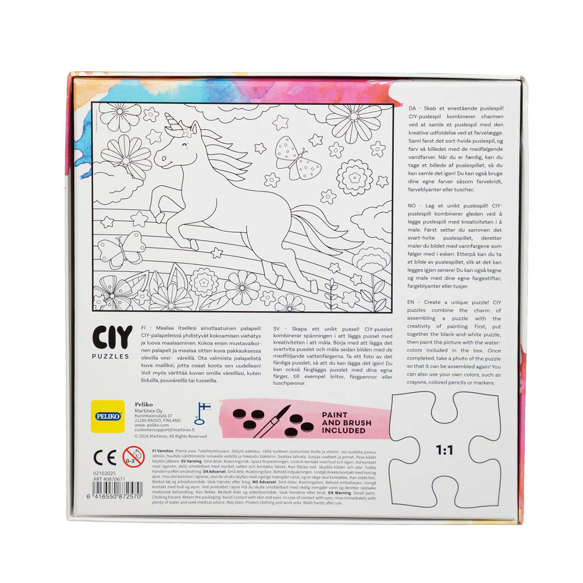 CIY-palapeli  54 palaa ja vesivärit Yksisarvinen