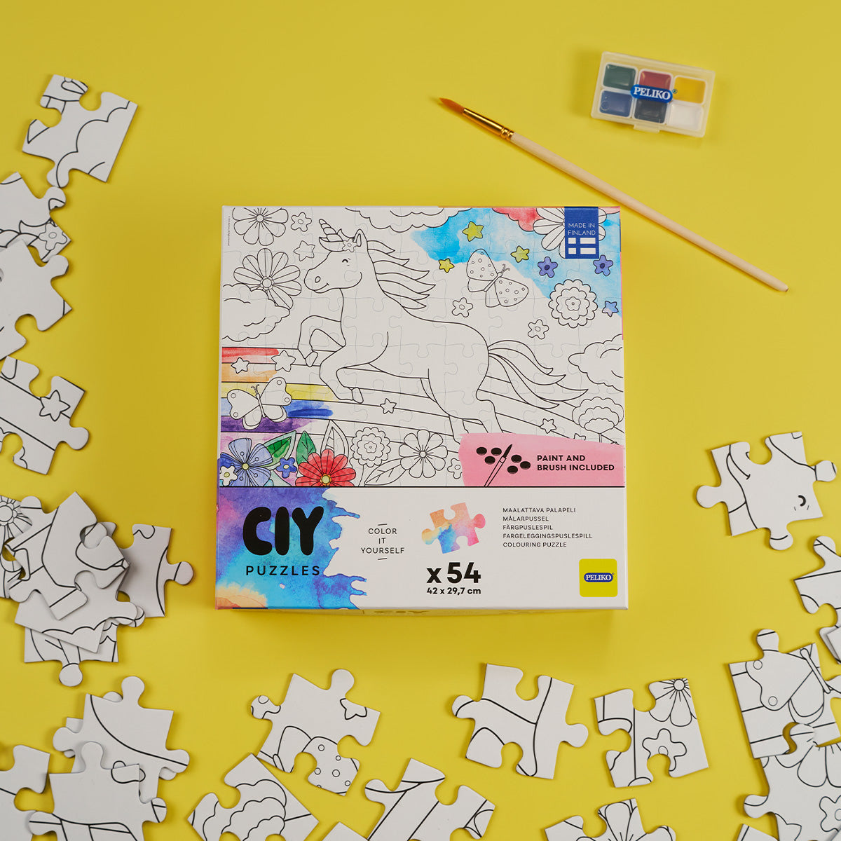CIY-palapeli  54 palaa ja vesivärit Yksisarvinen