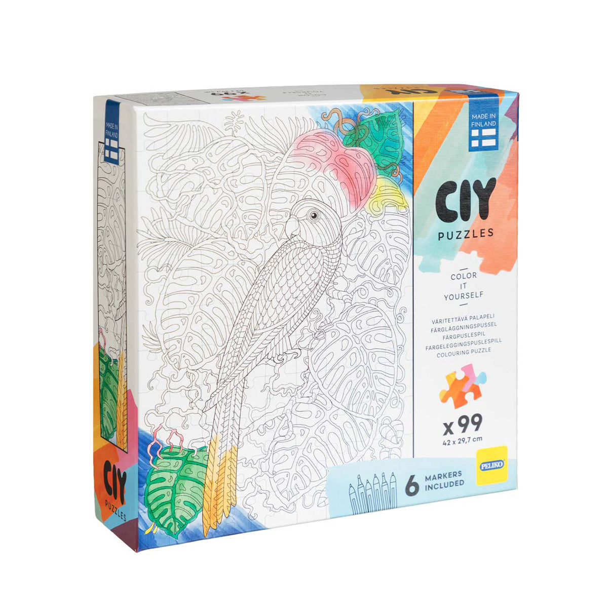 CIY-palapeli 99 palaa ja tussit Papukaija