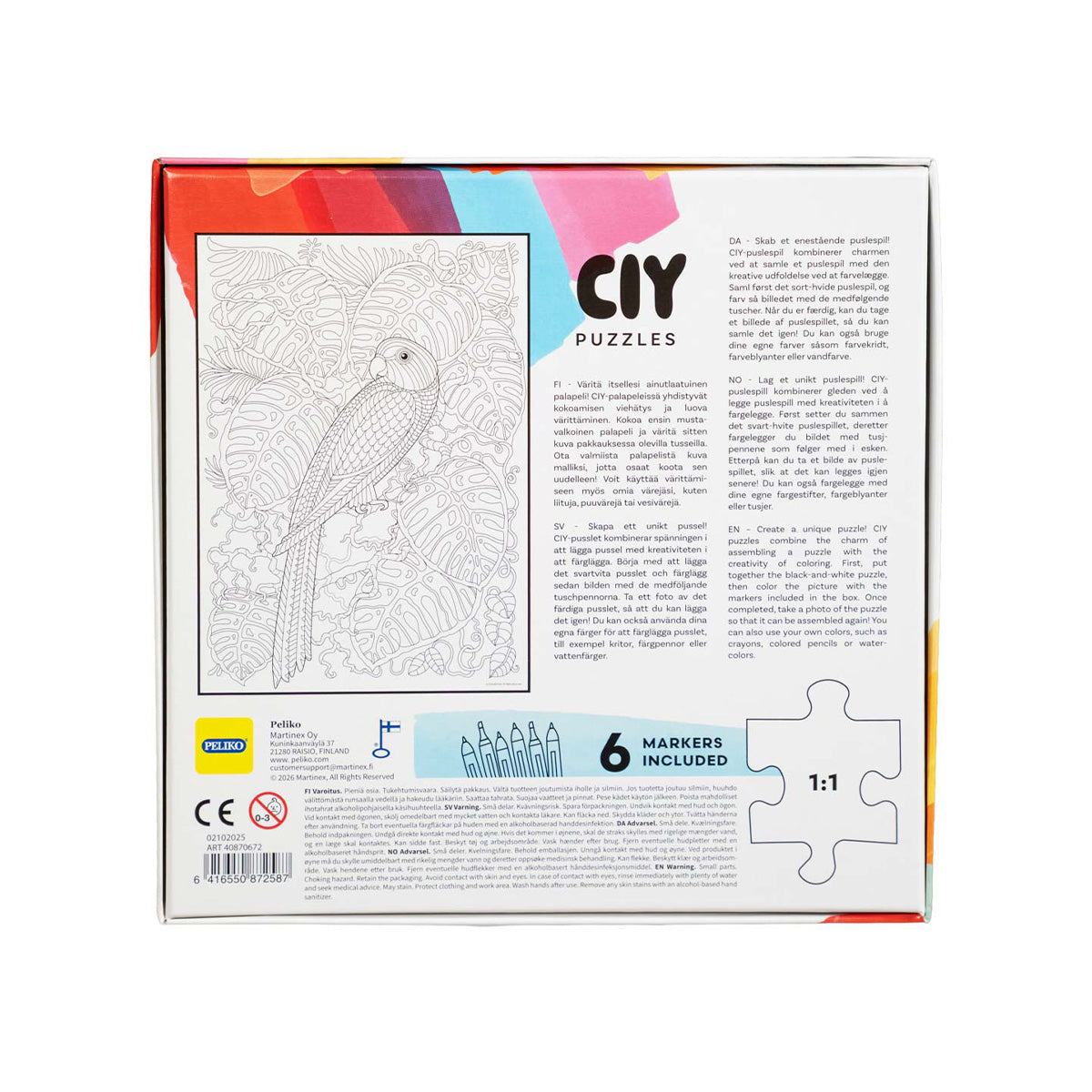 CIY-palapeli 99 palaa ja tussit Papukaija