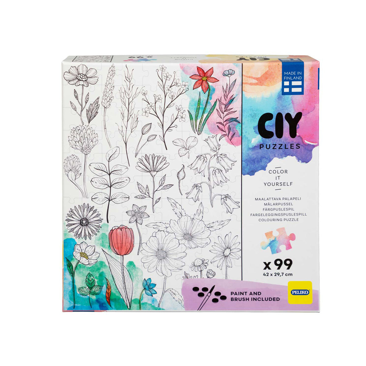 CIY-palapeli 99 palaa ja vesivärit Kukat